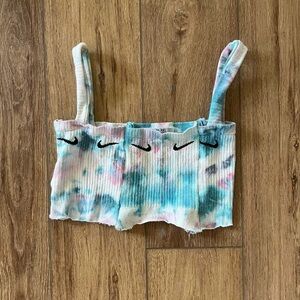 NIKE TIE DYE REWORKED SOCK CROP TANK
